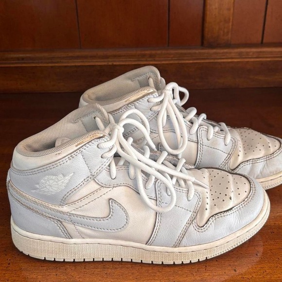 Nike Other - Kids Sneakers Nike Air Jordan Mids Gray and White Leather shoes